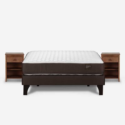 Cama Europea Rosen 2 Plazas Ergo T + 2 Veladores Ferrara