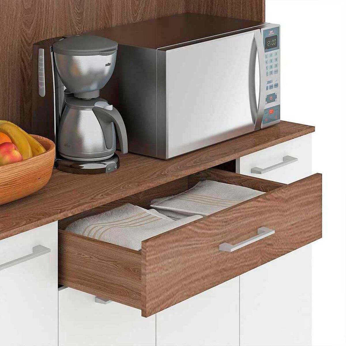 Mueble de Cocina Vekkahome Emi 1 Caj&oacute;n 7 Puertas Caf&eacute;
