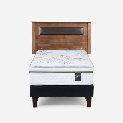 Cama Europea Rosen 1,5 Plazas Art 4 + Respaldo + Velador Ferrara Chocolate