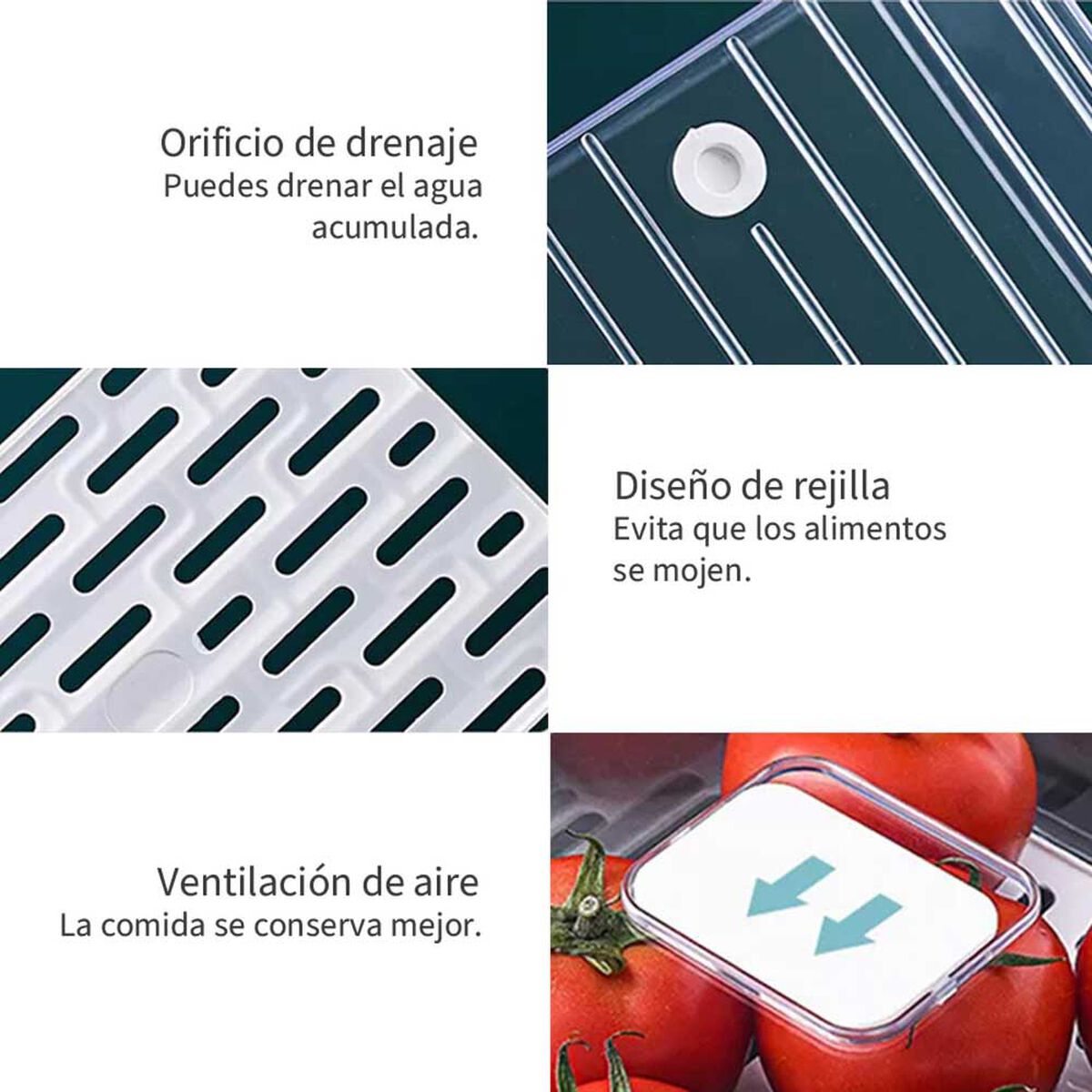 Organizador para Refrigerador con Drenaje Chica Simplit Pl&aacute;stico