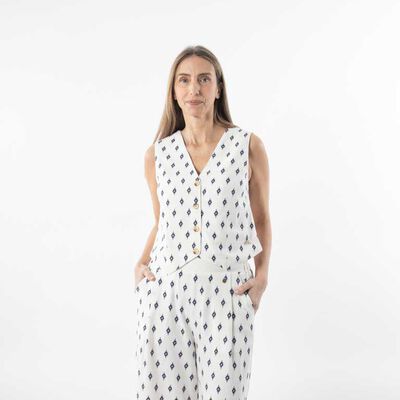 Blusa Lino Sin Mangas Mujer Portman Club