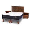 Cama Europea CIC Base Dividida 2 Plazas Premium + Respaldo + 2 Veladores Antique
