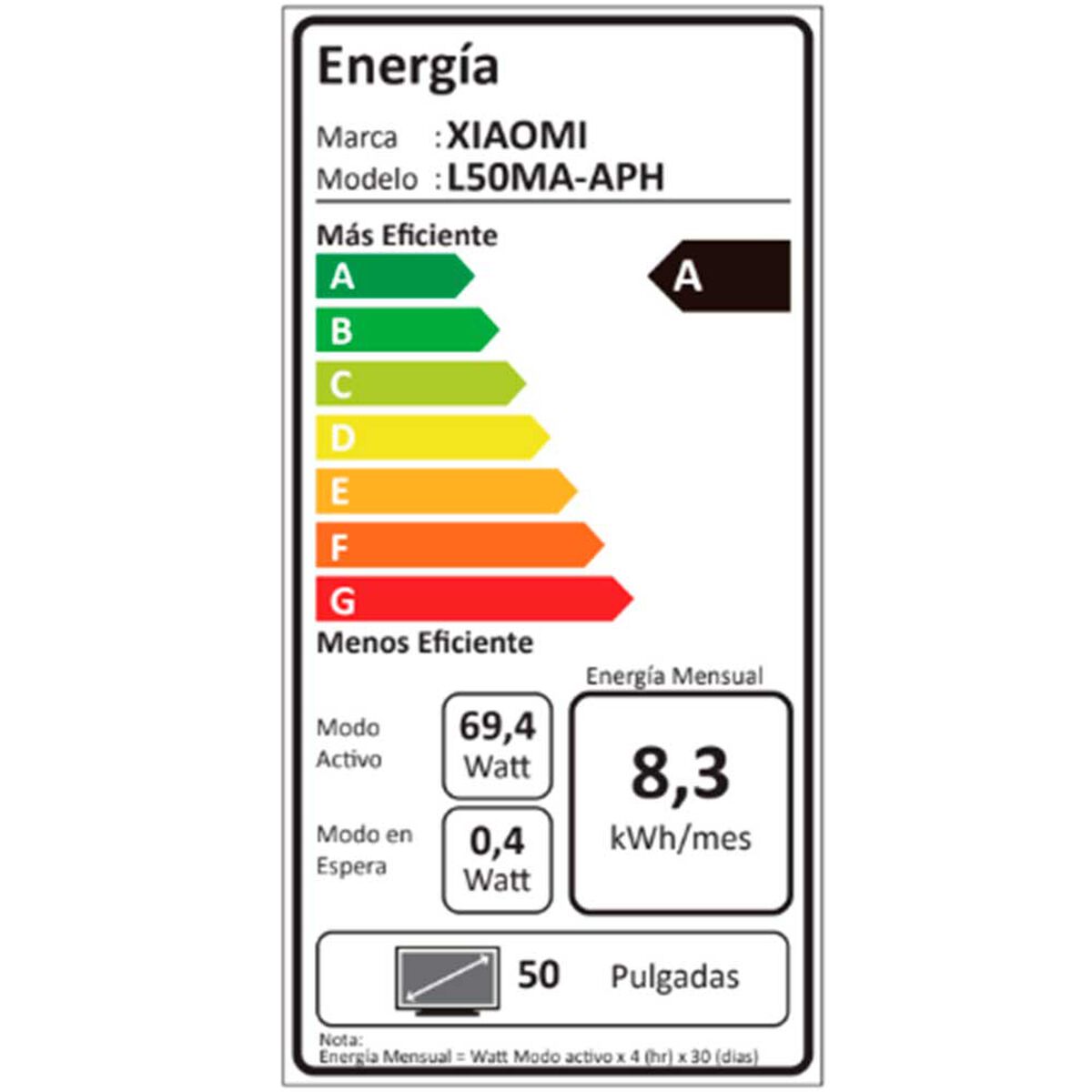 LED 50" Xiaomi A Smart TV 4K 2025