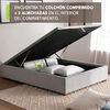 Cama Ba&uacute;l Latam Home Full Colch&oacute;n New Top Gris + 2 Almohadas