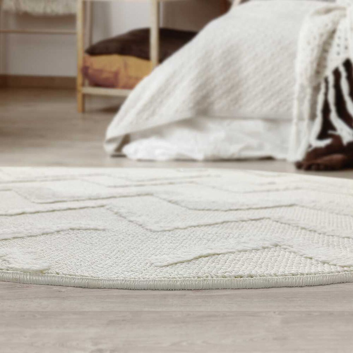 Alfombra Redonda Modalfo Palafito Blanca 240 x 240 cm
