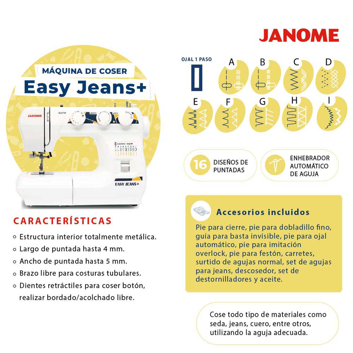 Combo Máquina de Coser Janome Easy Jeans + Overlock 8002D