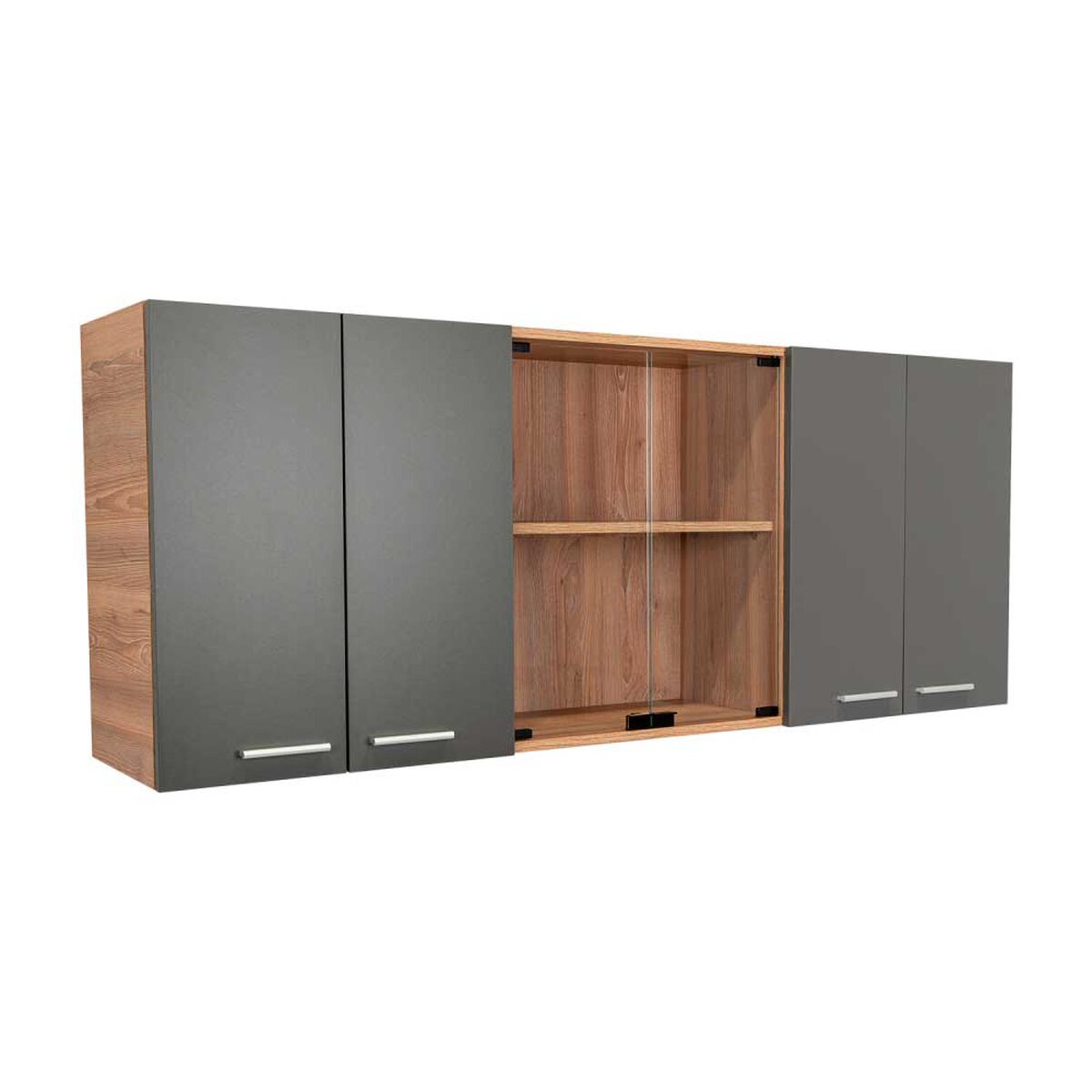 Mueble de Cocina TuHome 1,50 Vidrio 6 Puertas Miel Plomo