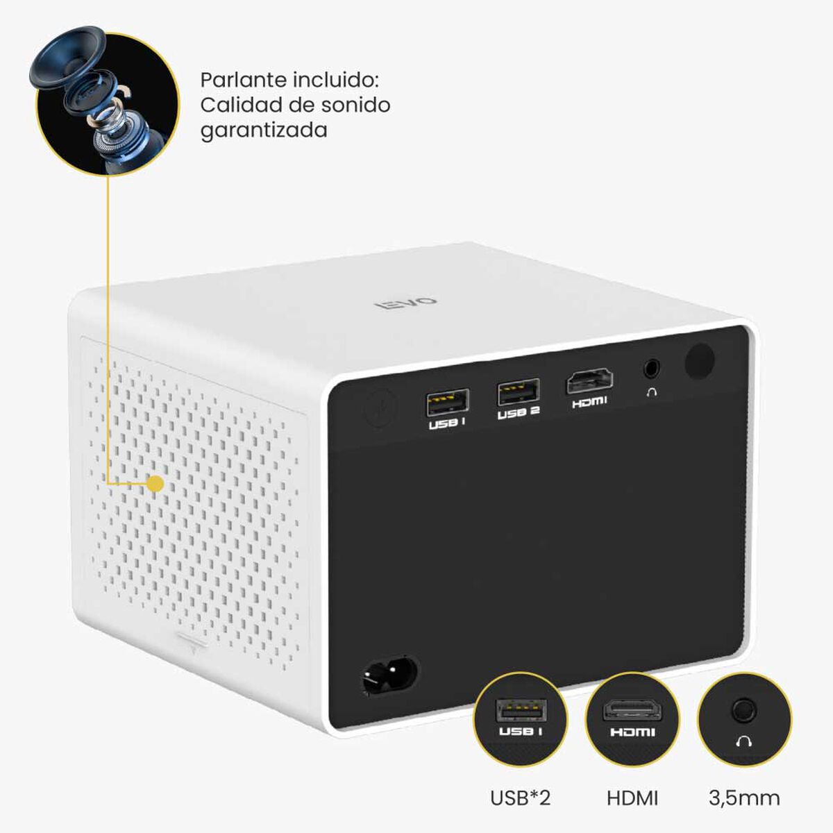 Kit Levo Proyector Halo + Telón Electrico 100"