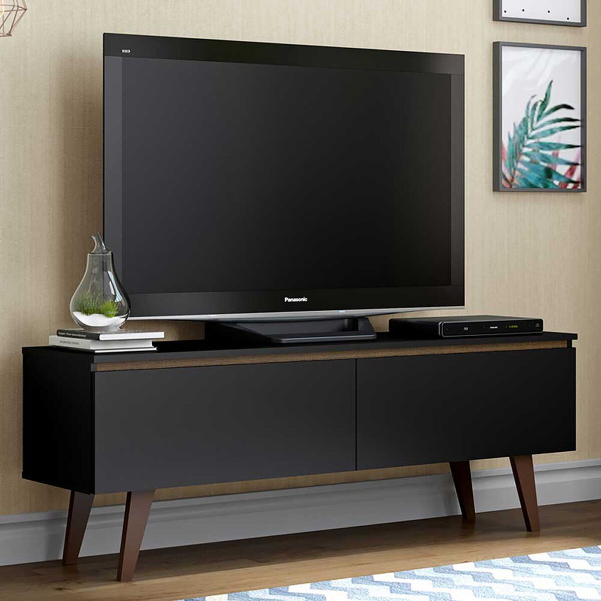 Rack TV Vekkahome Le Mans Hasta 55" Negro