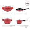 Bater&iacute;a de Cocina Aluminio Fundido Simplit Toulouse 7 Piezas Rojo
