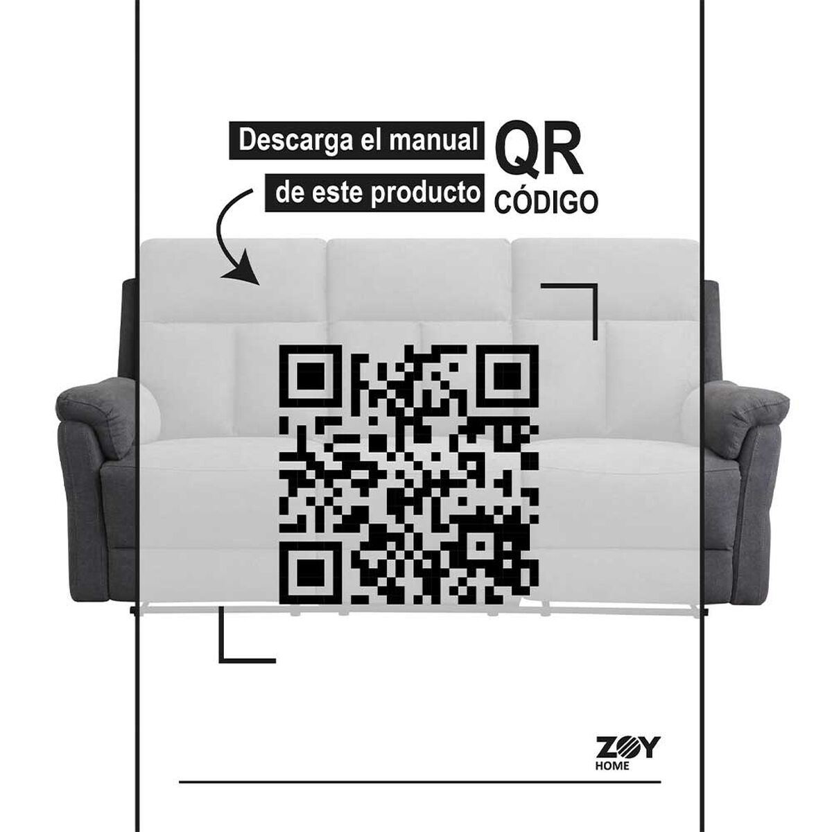 Sof&aacute; Reclinable Zoy Home Beijing 3 Cuerpos Grafito