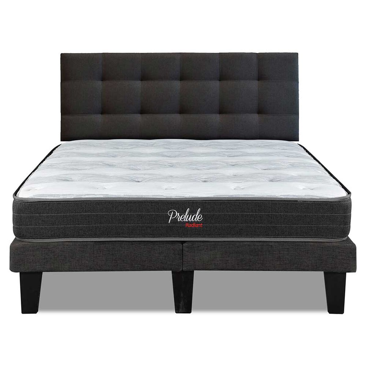 Cama Europea Prelude 2 Plazas Radiant 190 Cm +  Respaldo Urban Marengo