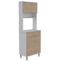 Mueble para Microondas Tuhome Kitchen 60 4 Puertas 1 Cajón Blanco-Rovere