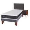 Cama Europea CIC 1,5 Plazas Ortopedic + Respaldo + Velador Eufrates