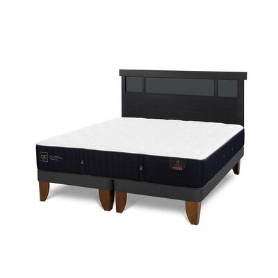 Imagen 2 del producto Cama Europea CIC Base Dividida 2 Plazas Premium + Respaldo Dublin Negro