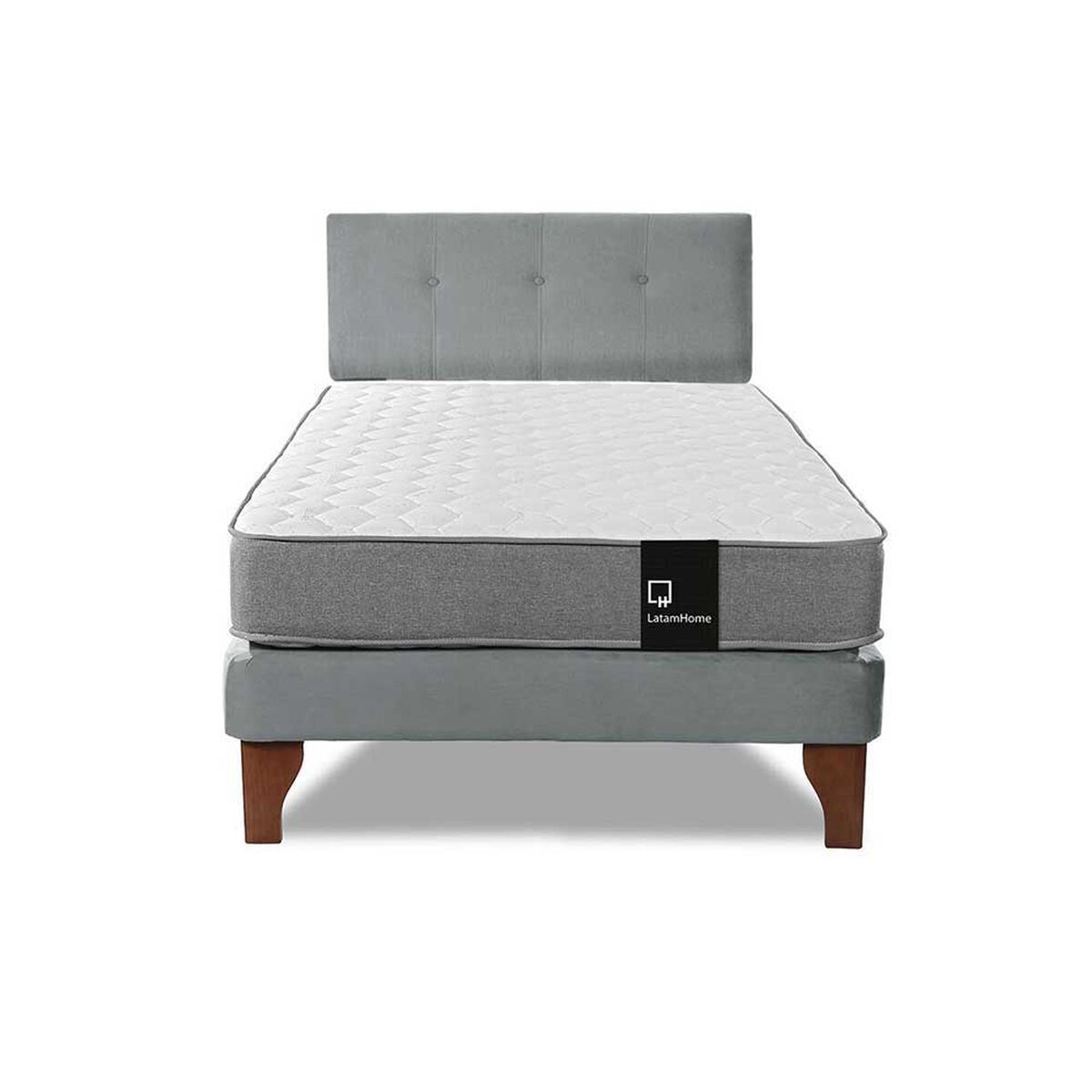 Cama Europea Latam Home 1,5 Plazas Zen Best Gris