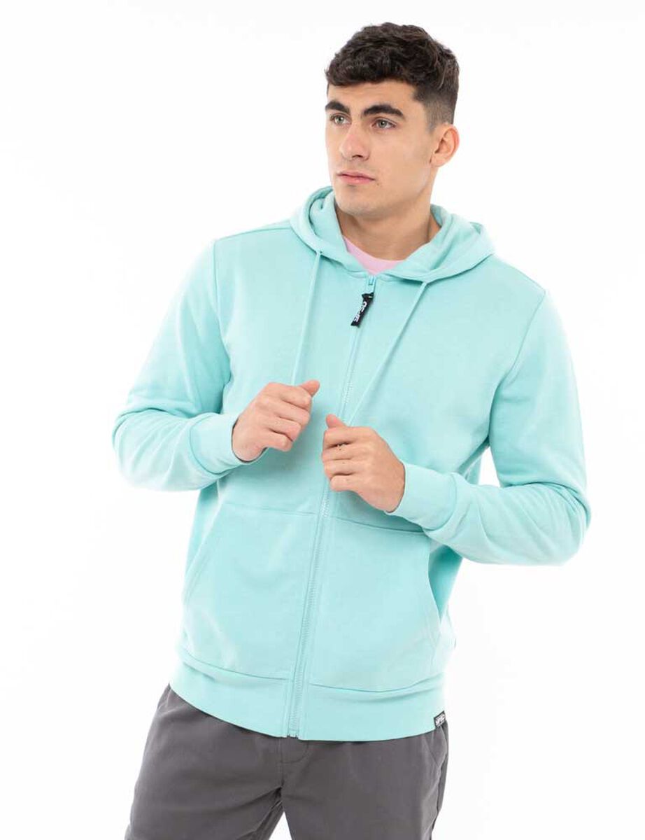 Polerón Hoodie Liso Con Cierre Hombre Icono