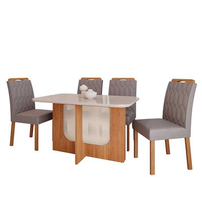 Juego de comedor Decocasa Louis 4 Sillas Off White