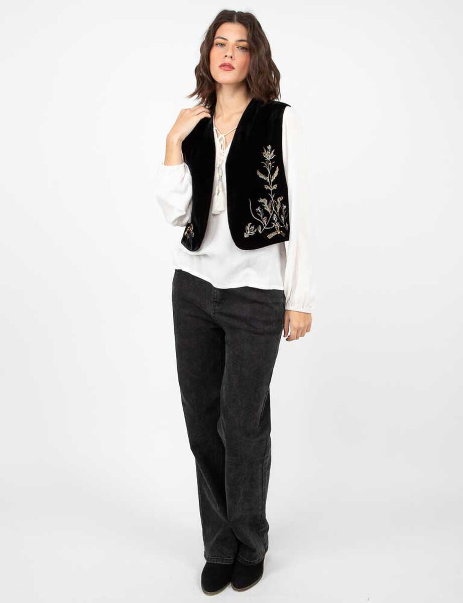 Chaqueta Terciopelo Plush Sin Mangas Mujer Alma