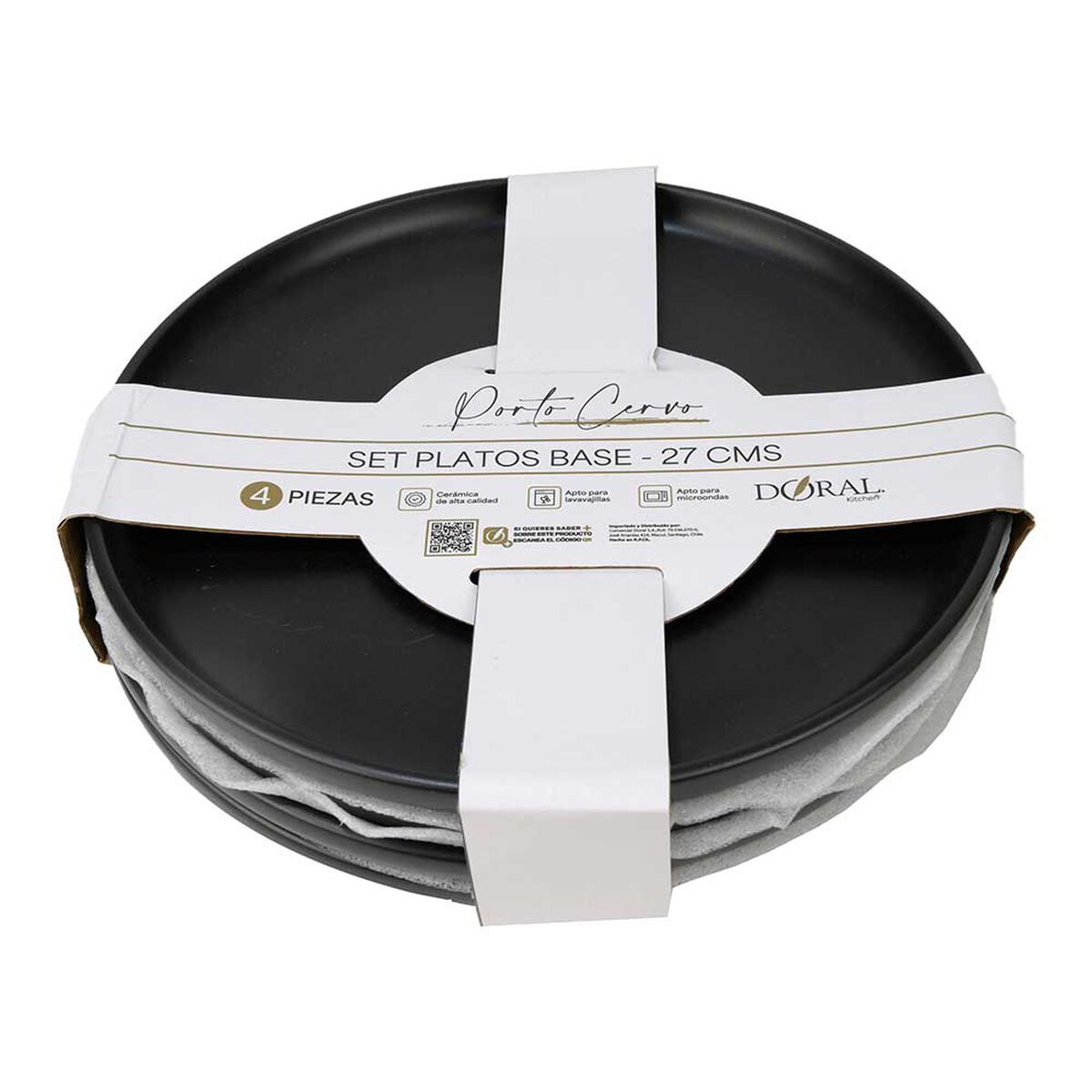 Set 4 Platos Base Doral Porto Servo Negro