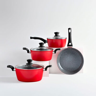Bater&iacute;a de cocina Aluminio Forjado 7 Piezas Rojo