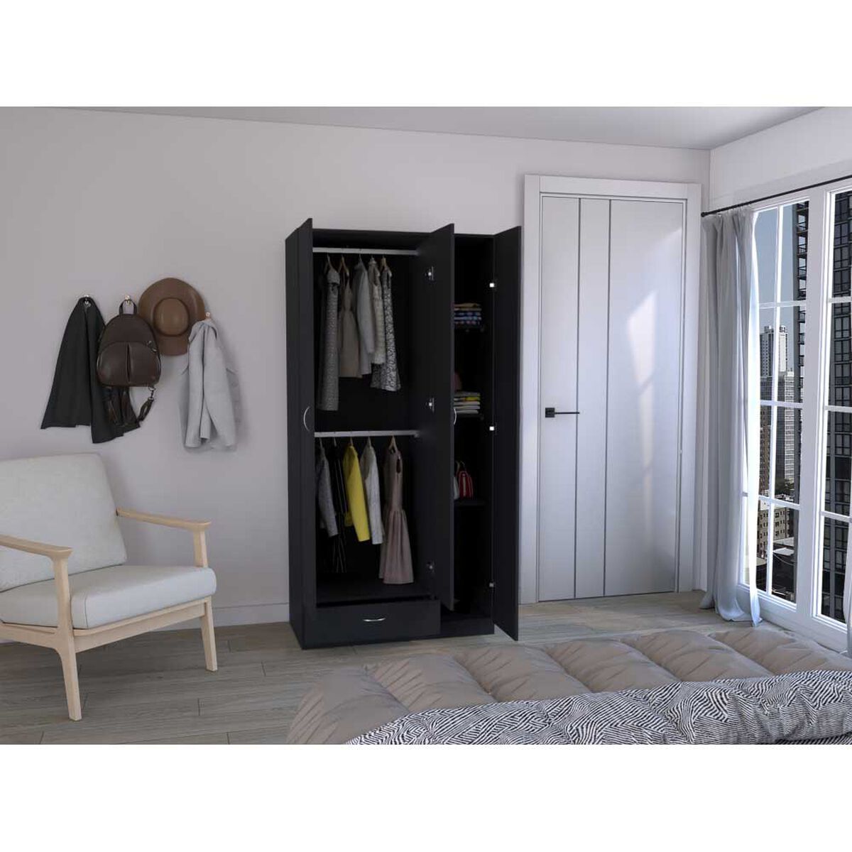 Clóset TuHome Z-90 3 Puertas 1 Cajón Wengue