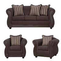 Juego de Living Black Factory Sofia Sofá 3 Cuerpos + Dos Sillones 1 Cuerpo Café