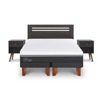 Cama Europea CIC Base Dividida 2 Plazas Ortopedic Advance + Respaldo + 2 Veladores Munich