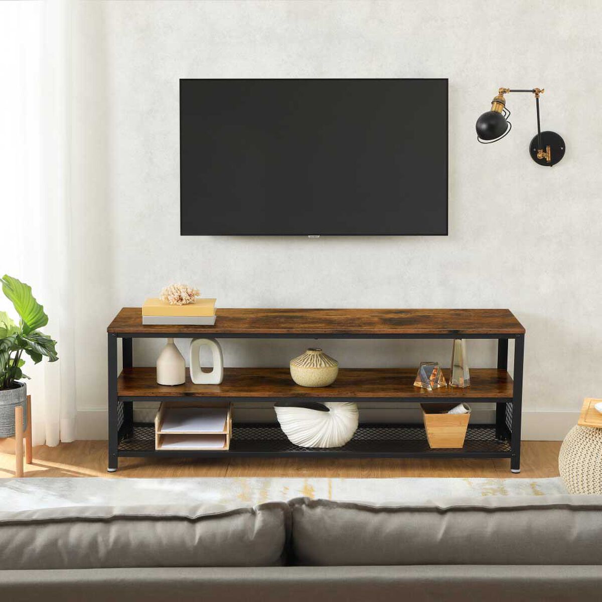 Rack TV Fm Furniture Metalwood Colection Marrón Rústico