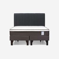Cama Europea Rosen 2 Plazas New Style 4 + Respaldo Grafito