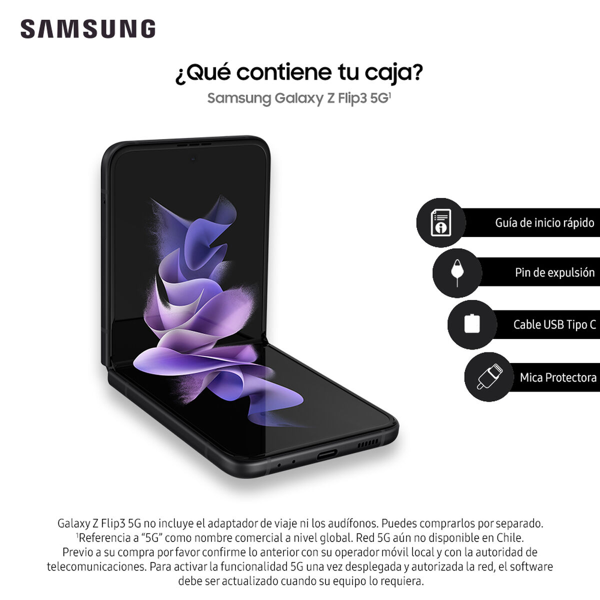 Celular Samsung Galaxy Z Flip3 5G 256GB Phantom Black