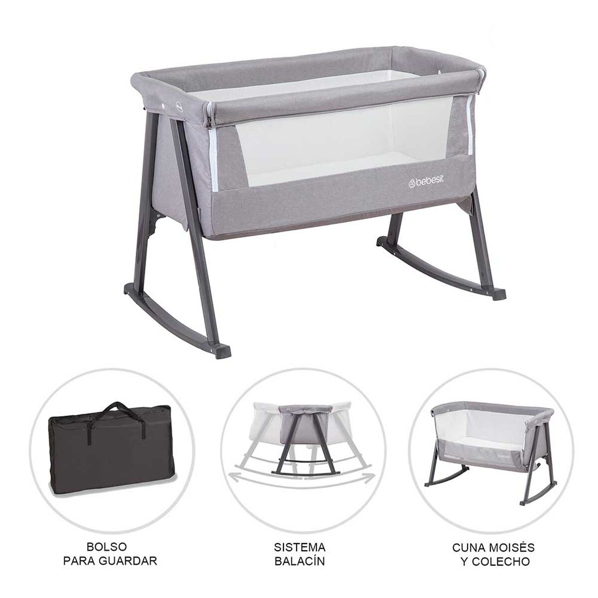 Cuna Moises Gris Bebesit