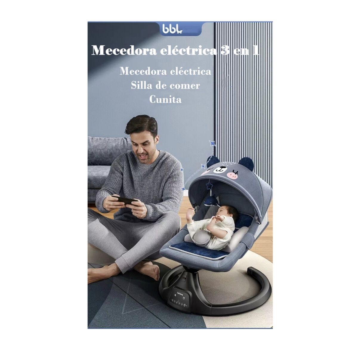 Mecedora Eléctrica Reclinable Bluetooth Lubabycas Rosada