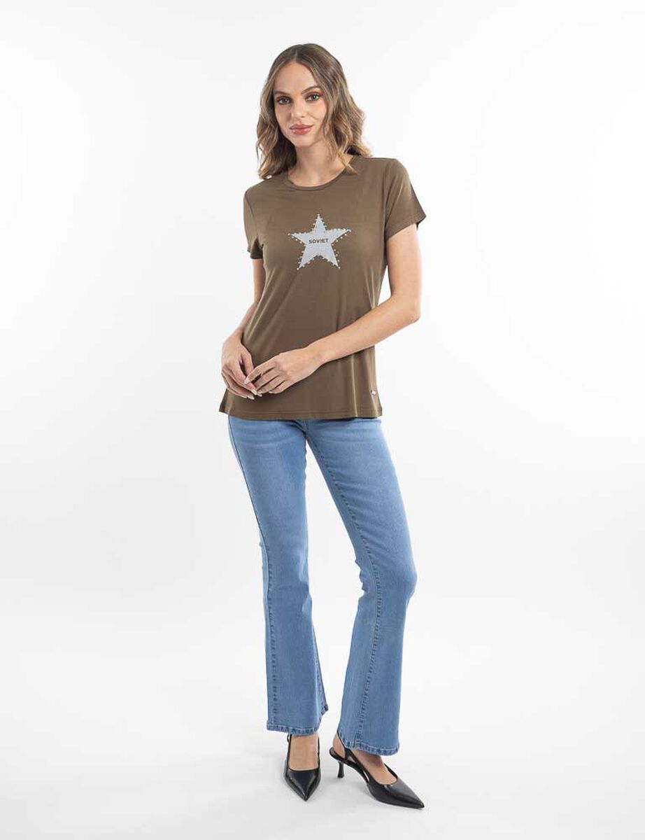 Polera Con Estampado Manga Corta Mujer Soviet