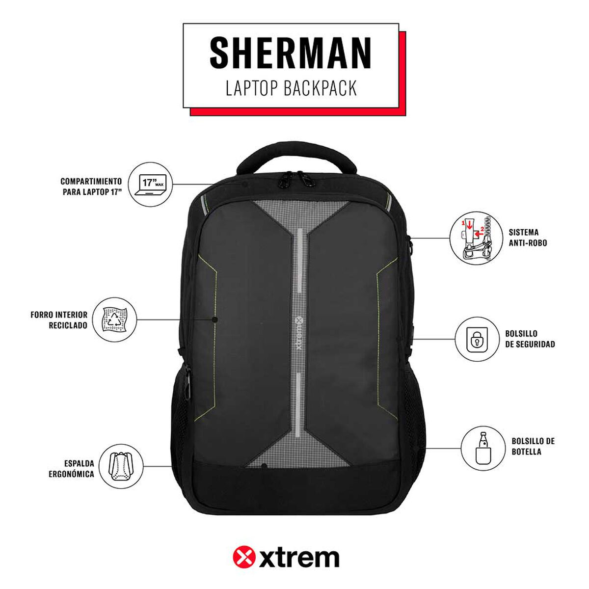Mochila Notebook Xtrem Sherman 5XT Negro 17"
