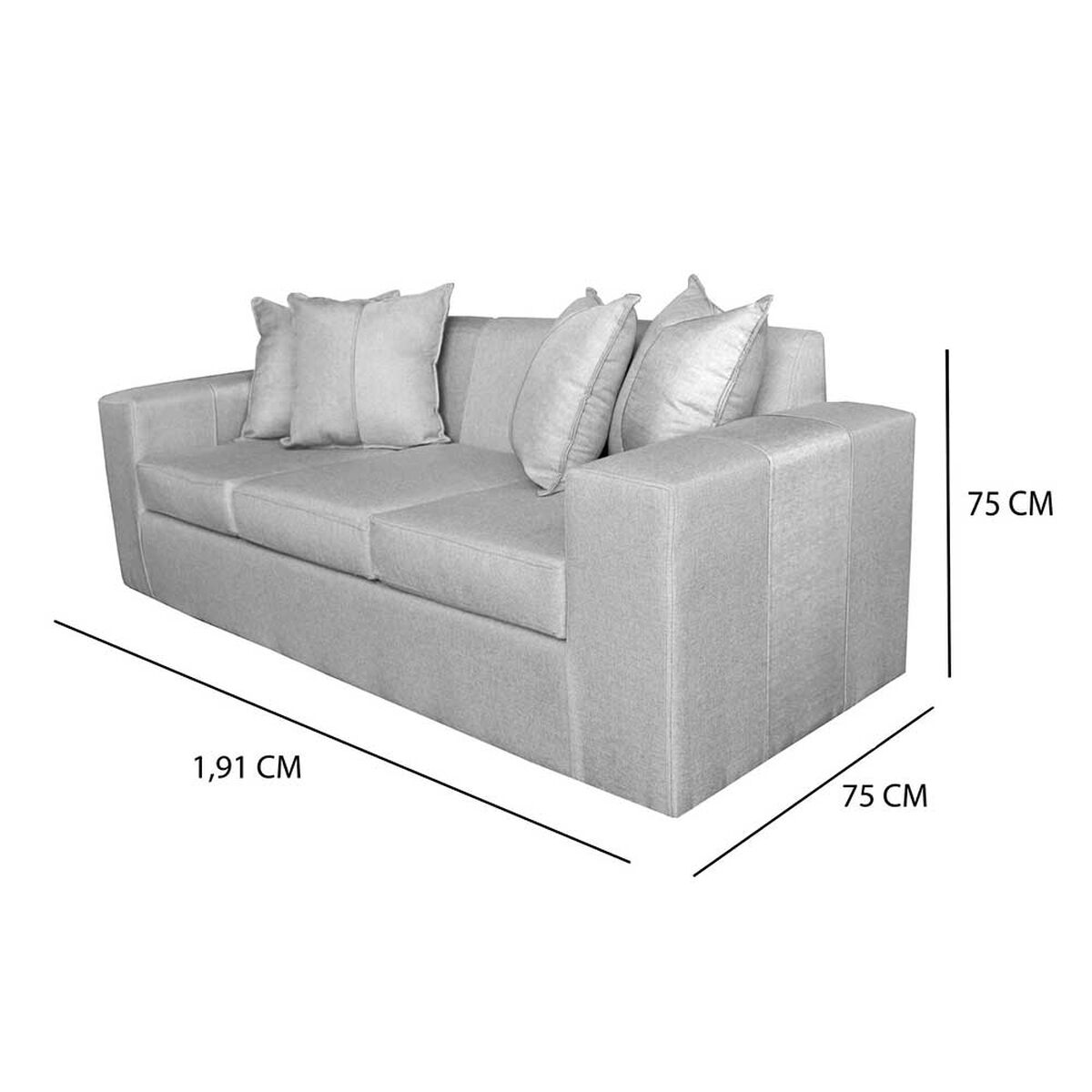 Sof&aacute; Muebles MYM Maxi 3 Cuerpos + Dos Pouf 1 Cuerpo Gris