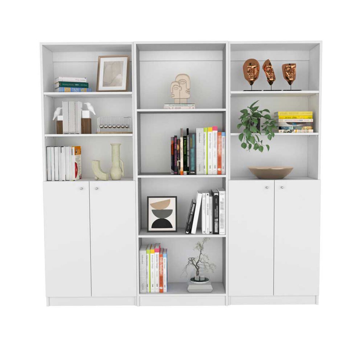 2 Estantes 2 Puertas + Estante 4 Repisas TuHome Home Blanco