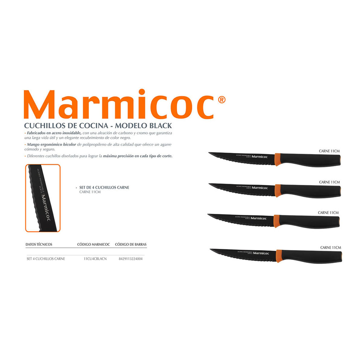 Set de Cuchillos Marmicoc Black 4 Piezas