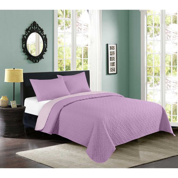 Quilt Estampado Illusions 2 Plazas Bicolor Purple