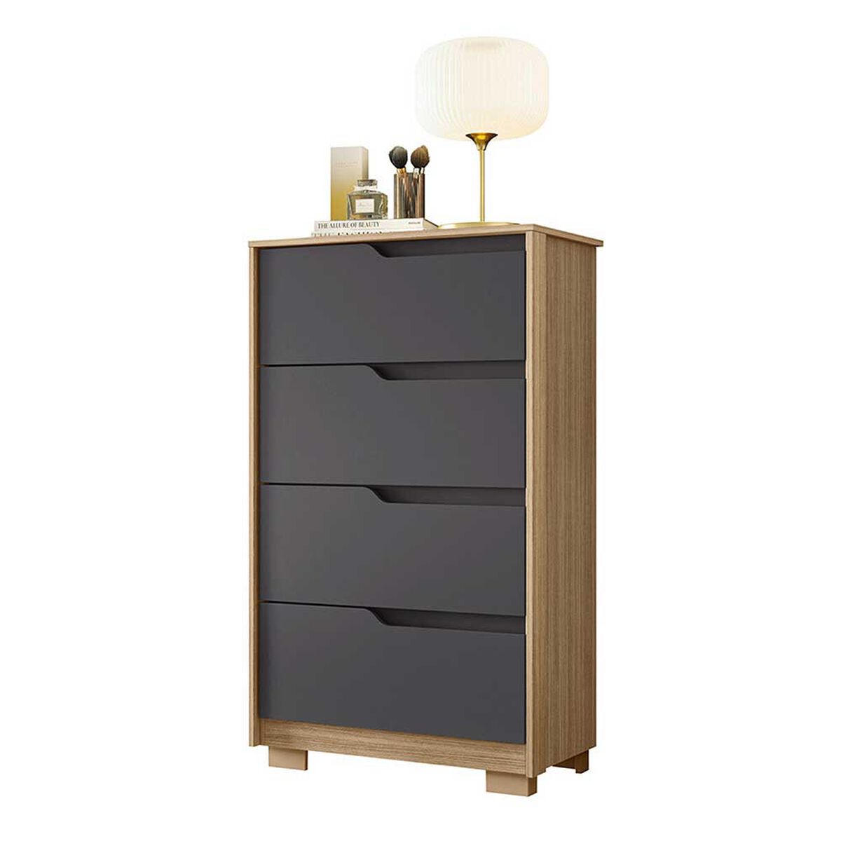 Cómoda Vekkahome Sole 4 Cajones Gris Café
