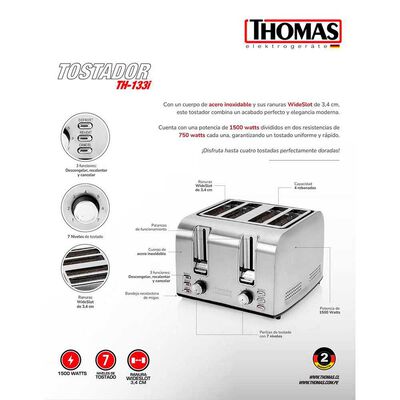 Imagen 2 del producto Tostador de Pan Thomas TH-133i