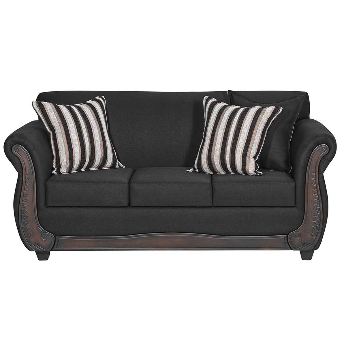 Juego de Living  Muebles M&E Llanquihue Sofá 3 Cuerpos + Dos Sillones 1 Cuerpo Negro
