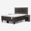 Cama Europea Rosen Base Dividida King New Style 4 Plus + Respaldo Rachel Gris + 2 Veladores