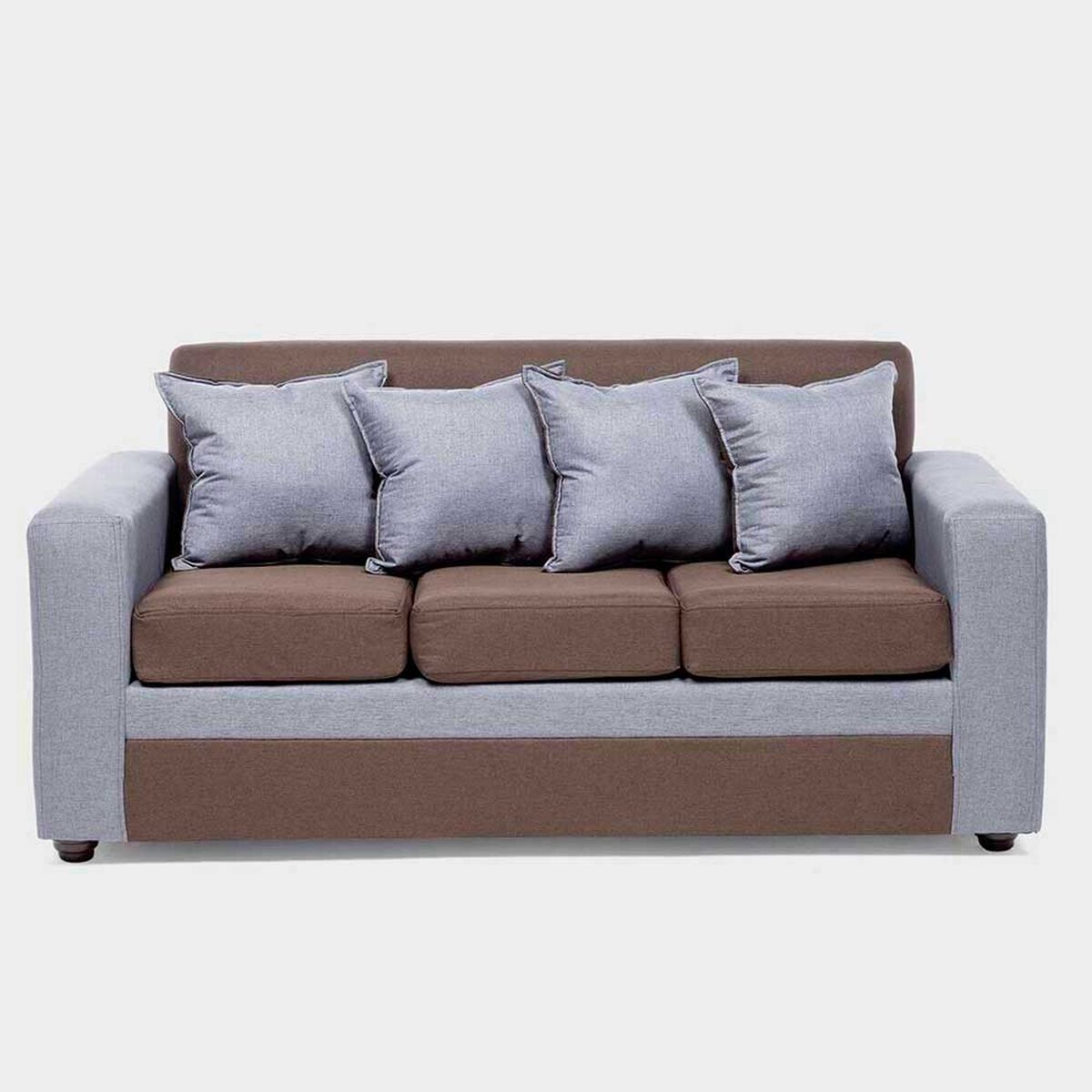 Juego de Living Almore Paris Sof&aacute; 3 Cuepos + Dos Pouf 1 Cuerpo Gris Caf&eacute;