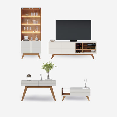 Rack Di Poretti Noronha Hasta 75" Blanco + Arrimo