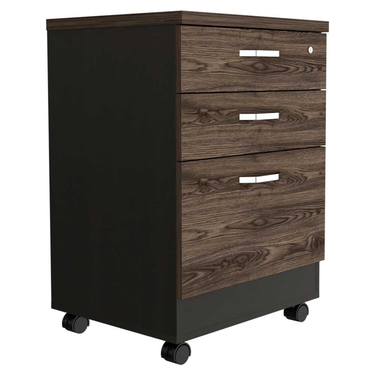 Combo Mesa Redonda + Archivador 3 Cajones TuHome Home Office Negro Soft-Coñac
