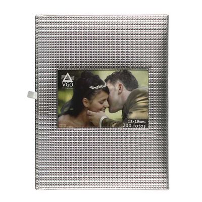 Imagen 1 del producto Álbum para Fotos Cartón Vgo Hojas Negras con Tapas Brillosas 200 Fotos Plateado