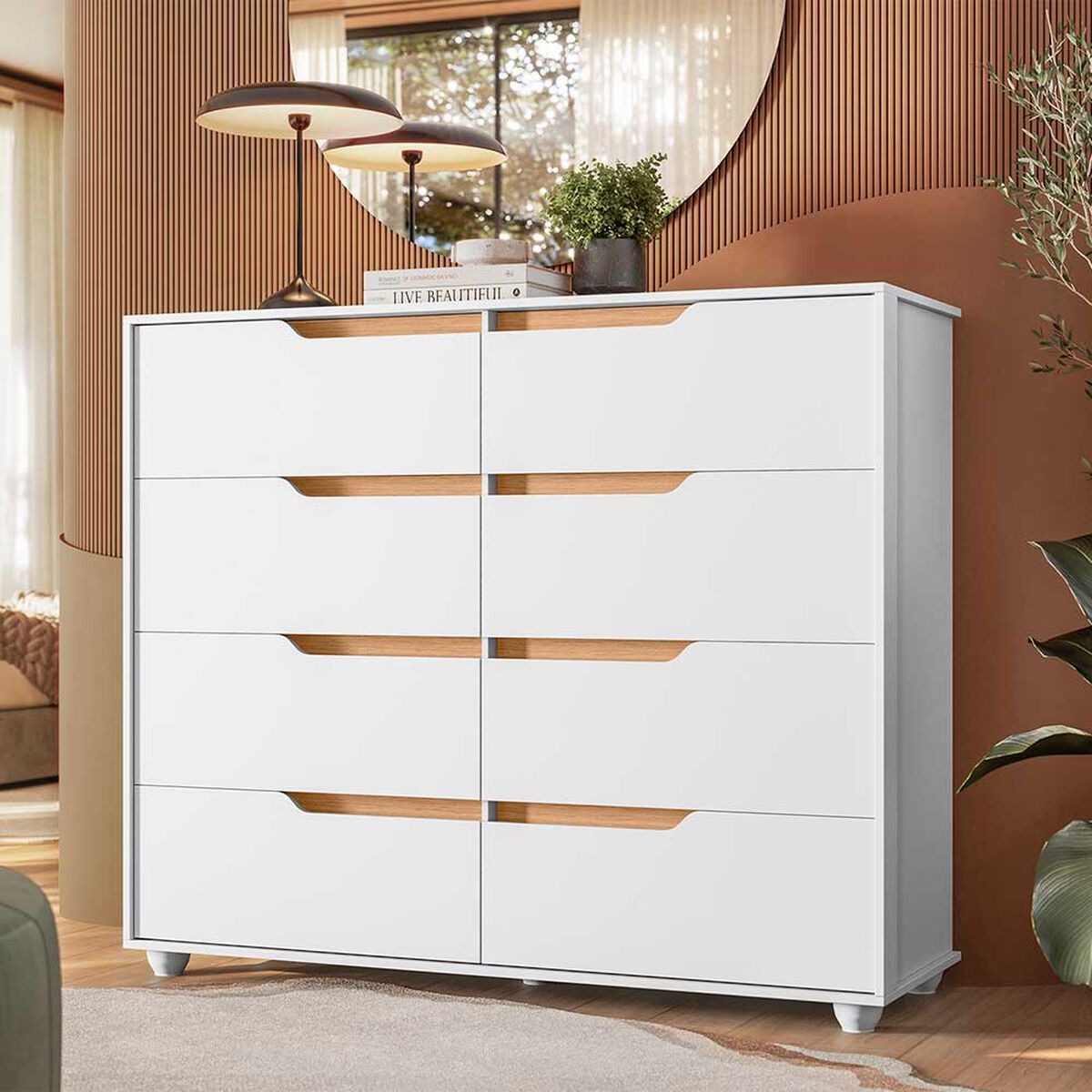 C&oacute;moda Vekkahome Doble Evo 8 Cajones Blanco
