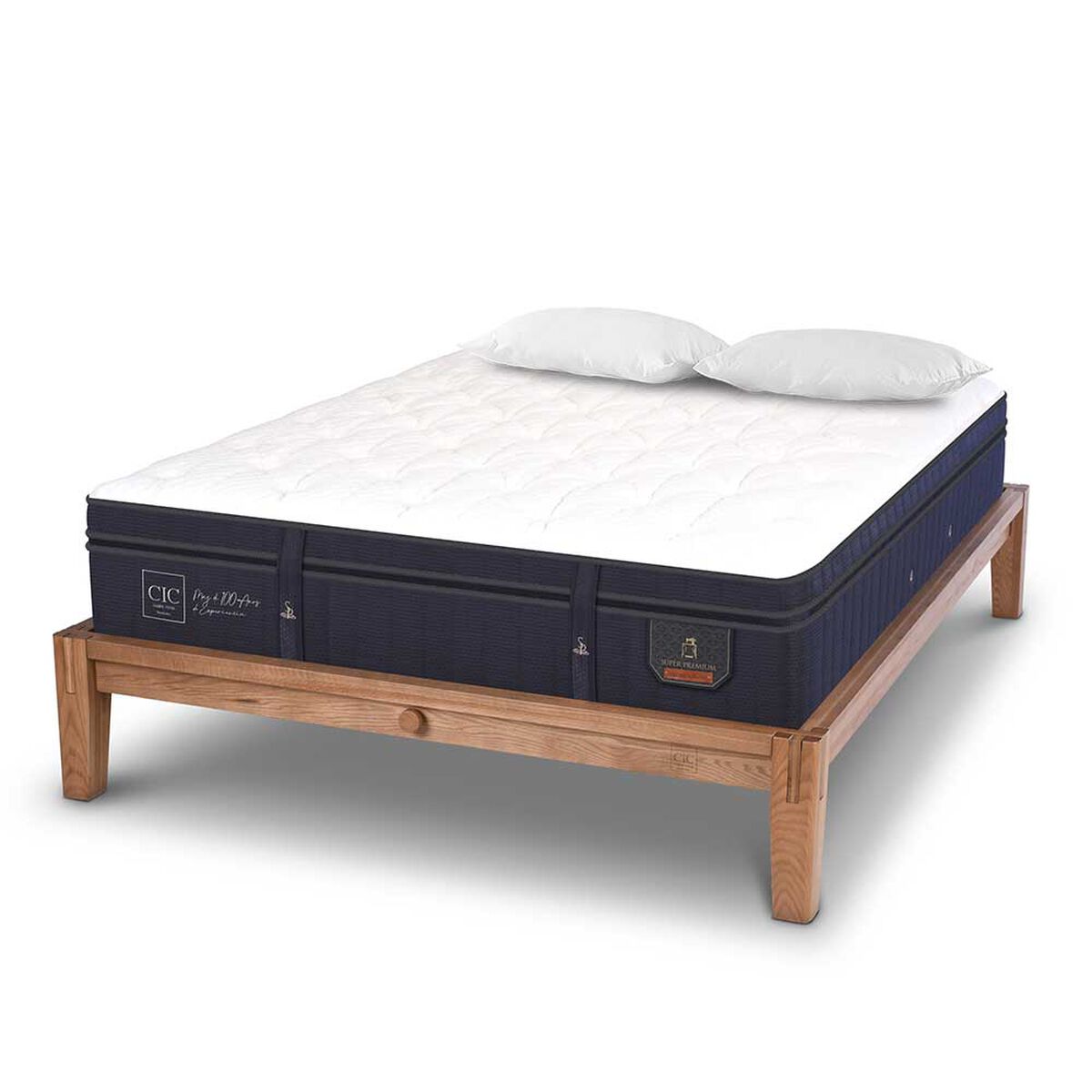 Cama Europea CIC King OAK Súper Premium + 2 Almohadas