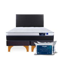 Cama Europea Flex 2 Plazas Nexus + Respaldo + 2 almohadas